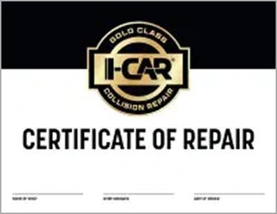 Gold Class repair certificate preview